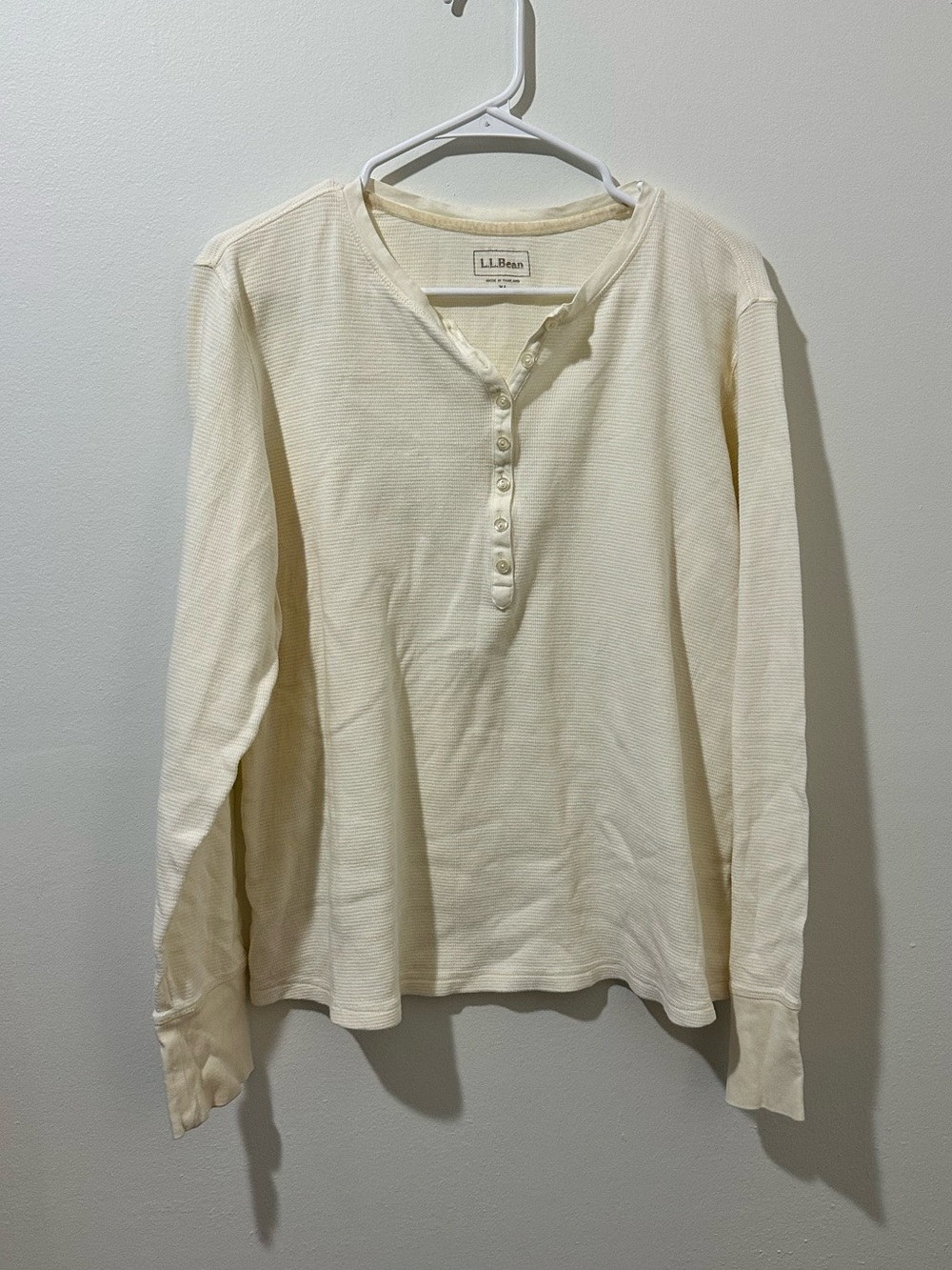 L.L. Bean Men's Long-Sleeve Waffle Henley — Cream